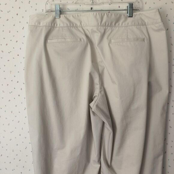 LL Bean Khaki Pants NEW Womens 20 Petite Tan Side Zip Cotton Stretch Pockets - Picture 7 of 13